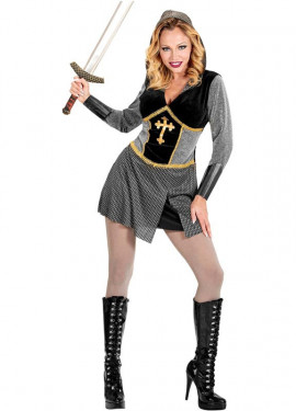 Dark Medieval Warrior Costume with Hood for Women
