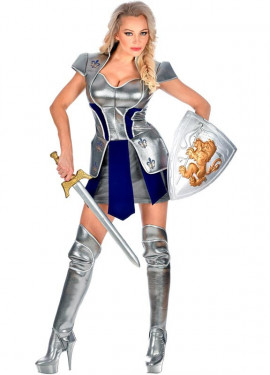 Silver and blue Medieval Warrior costume for women