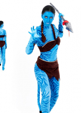 Fato de guerreiro tribal azul para mulher