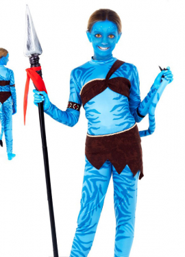 Fato de guerreiro tribal azul para menina