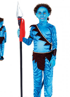 Fato de guerreiro tribal azul para menino