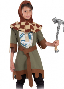 Fato de guerreiro verde medieval para menino