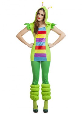 Fato de verme multicolorido para mulher