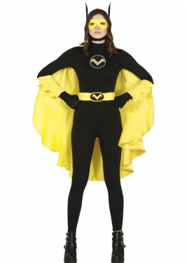 Fato de Dark Heroine com capa amarela para adolescente