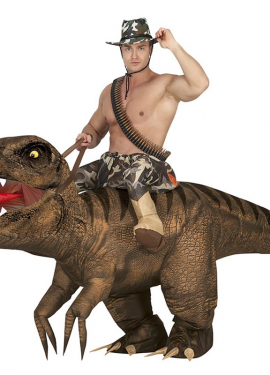 Fato de dinossauro montado inflável para adulto