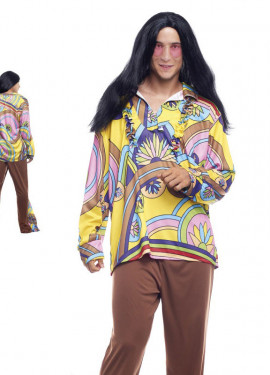 Men's Printed Yellow Hippie Costume