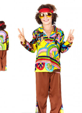 Yellow Printed Hippie Costume for Boys