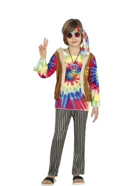 Fato de hippie com camisa multicolorida para menino