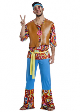 Fato hippie com colete para homem