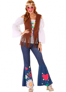 Fato de hippie com colete para mulher