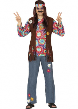 Fato de hippie com flores para homem