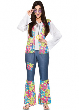 Fato de hippie com flores para mulher