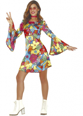 Fato de hippie florido para mulher