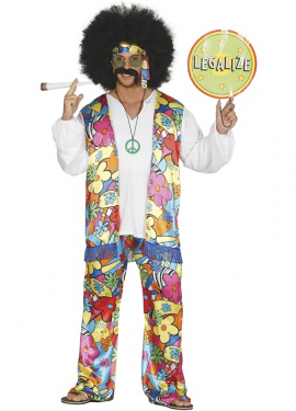 Fato de Hippie florido para homem
