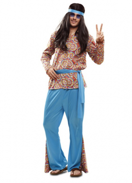 Fato de hippie psicodélico para homem