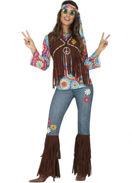 Fato de hippie com colete para mulher
