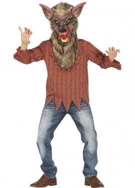 Fato de lobisomem com presas para menino