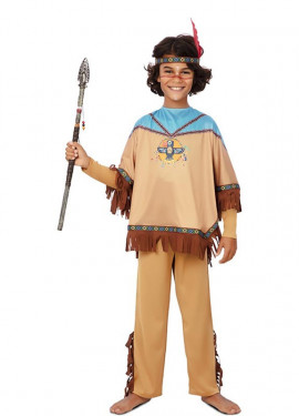 Fato de índio Apache com cocar para criança