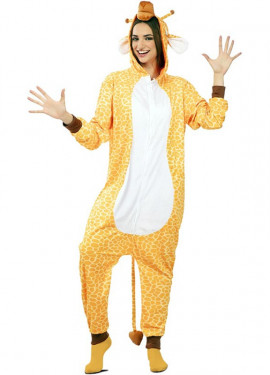 Fato de girafa Kugurumi com capuz e orelhas para adulto