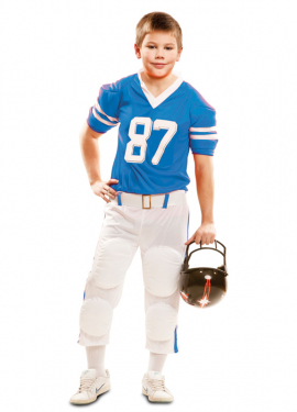 Fato de jogador de futebol americano azul para menino