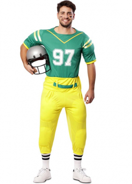 Fato de jogador de futebol americano verde para homem