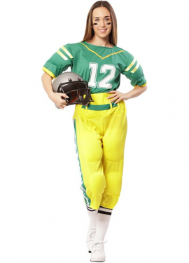 Green American Football Player Costume for Women