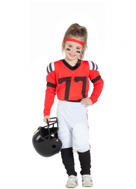 White and Red Rugby Player Costume for Girls