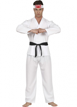 Fantasia de lutador de karatê branco para homens