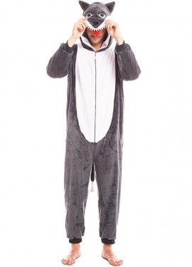 Fato de Lobo Cinzento com Capuz para Homem