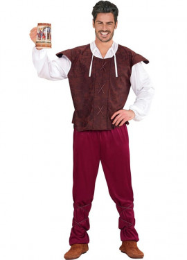 Maroon and White Italian Locandiero Costume for Men