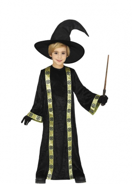 Black and green wizard costume for children