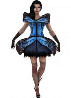 Fantasia feminina de borboleta azul e preta