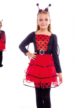 Black polka dot ladybug costume with belt for girl