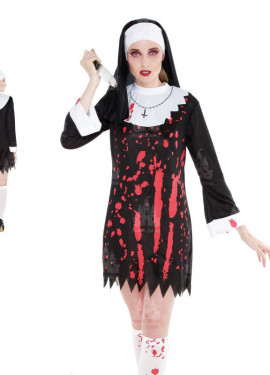 Bloody Nun costume dressed with spikes for women