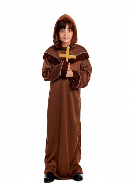 Fato de monge castanho para menino