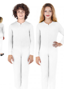 Fato ou macacão branco de manga comprida para criança