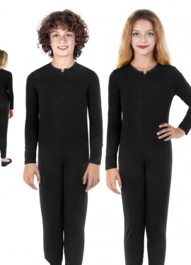 Fato ou macacão preto de manga comprida para criança