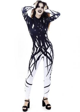 Fato de macaco com estampa venenosa para mulheres