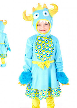 Fato de monstro azul e amarelo para menina