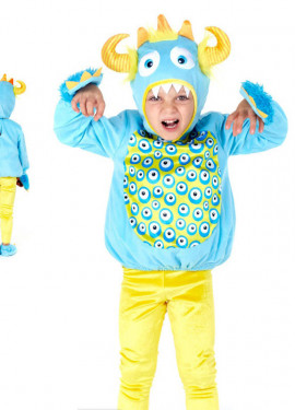 Fato de monstro azul e amarelo para menino