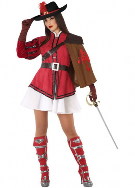 Red Musketeer costume for women