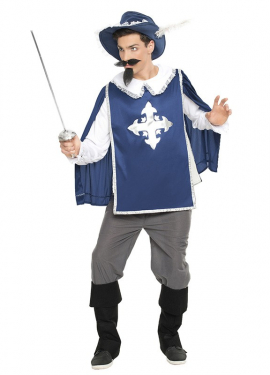 Blue Musketeer costume for men