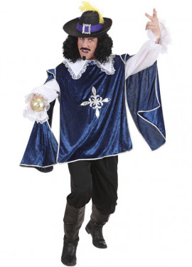 Blue and white musketeer costume for men