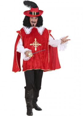 Red and white Musketeer costume for men