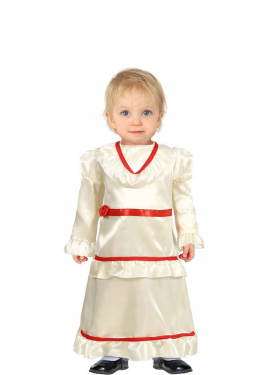 Fato de boneca com vestido branco para bebé