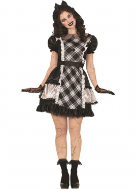Women's Checkered Porcelain Doll Costume