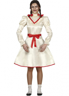 Fantasia de boneca assombrada com laços para adolescentes