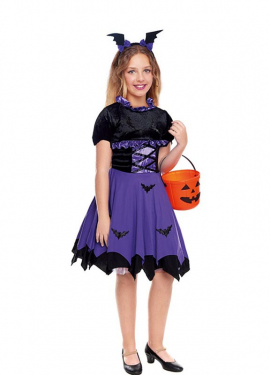 Fato de morcego lilás para menina