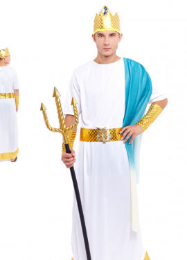 Neptune costume with white tunic for men