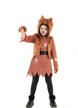 Fato de menina lobo com luvas para menina